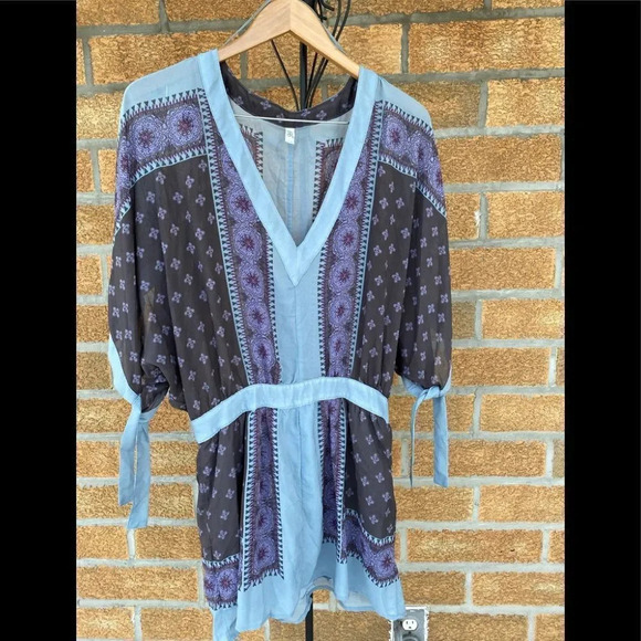 Free People Dusty Blue Santa Cruz Kimono small - Picture 2 of 13